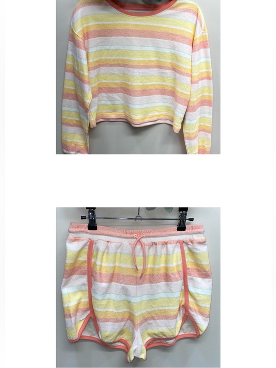 Haute Hippie Other - Haute Hippe French Terry Striped Long Sleeve Cropped Top Shorts Lounge Set M